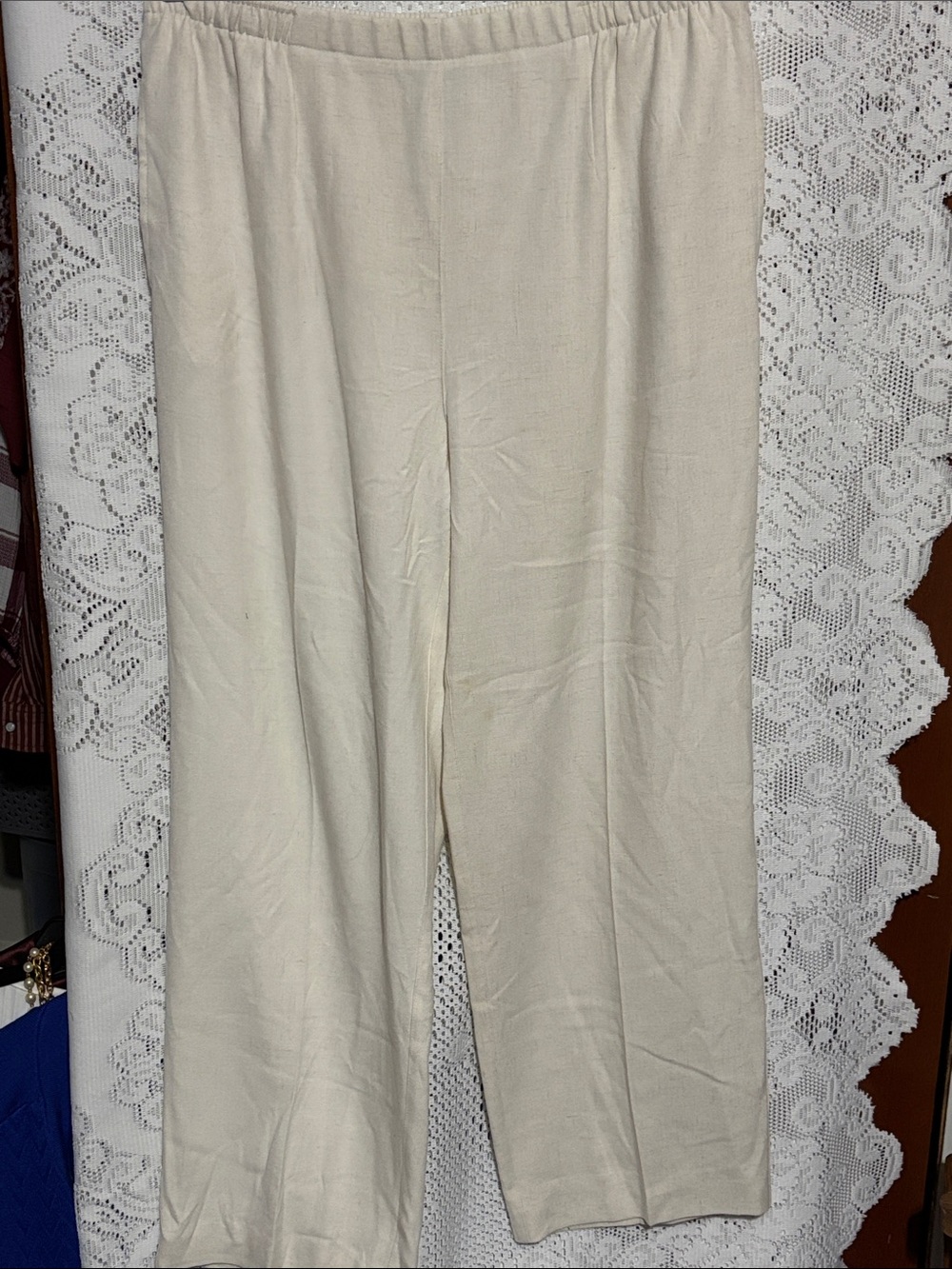 Draper & Damon’s Stretch Cream Wide-Leg Pull-On Women's Pants Sz PL